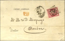 GC 2145 A / N° 49 Càd LYON / LES TERREAUX Sur Lettre 2 Ports Pour L'Italie. 1871. - TB. - R. - 1870 Uitgave Van Bordeaux
