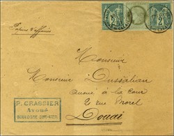 Càd T 18 BOULOGNE-S-MER / PAS DE CALAIS / N° 50 + 74 (2) Sur Papiers D'affaires Pour Douai. 1877. - SUP. - R. - 1871-1875 Cérès