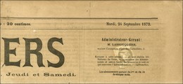 Oblitération Typo / N° 52 Sur Journal Entier LE GERS Daté De Auch Le 24 Septembre 1872. - TB / SUP. - R. - 1871-1875 Cérès