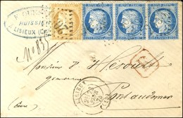 GC 2056 / N° 59 + 60 Type 2 Bande De 3 Càd T 17 LISIEUX (13) Sur Lettre Recommandée Pour Pont Audemer. 1874. - TB / SUP. - 1871-1875 Cérès