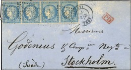 GC 99 / N° 60 Bande De 4 Càd T 17 ANGERS Sur Lettre Pour Stockholm Par La Voie Du Danemark. 1872. - TB. - 1871-1875 Ceres