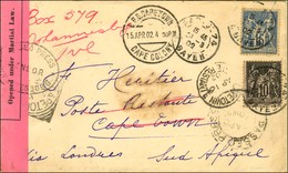 Càd PARIS 74 / R. BAYEN / N° 89 + 90 Sur Lettre Pour Le Cap Réexpédiée à Johannesbourg. En Raison De La Guerre Des Boers - 1876-1878 Sage (Type I)