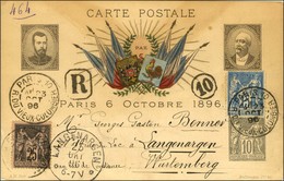 Càd PARIS 10 / R. DU VIEUX COLOMBIER Sur Entier 10c Noir Timbré Sur Commande Pour La Visite De Nicolas 2 + N° 90 + 97 Re - 1876-1878 Sage (Type I)