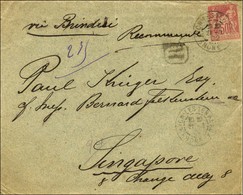 Càd LYON / LES TERREAUX / N° 104 Sur Lettre Recommandée Pour Singapour. 1902. - TB. - R. - 1876-1878 Sage (Type I)