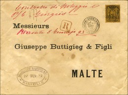 Càd MARSEILLE / COURS DU CHAPITRE / N° 99 Sur Lettre Recommandée 2 Ports Pour Malte. 1892. - TB / SUP. - R. - 1876-1878 Sage (Tipo I)