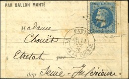 Etoile 1 / N° 29 Càd PARIS / PL. DE LA BOURSE 11 OCT. 70 Sur Lettre PAR BALLON MONTE Pour Etretat. Au Verso, Càd D'arriv - Guerre De 1870