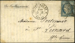 Etoile 14 / N° 14 Càd PARIS / R. DE STRASBOURG 17 OCT. 70 Sur Lettre Pour St Léonard (Haute Vienne). Au Verso, Càd D'arr - Guerre De 1870