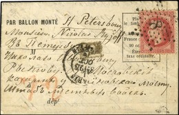 Etoile 8 / N° 32 Càd PARIS / R. D'ANTIN 25 OCT. 70 Sur Lettre PAR BALLON MONTE Pour SAINT PETERSBOURG Sans Càd D'arrivée - Oorlog 1870