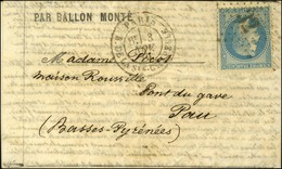 Etoile 32 / N° 29 Càd PARIS / R. DE LA Ste CHAPELLE 3 NOV. 70 Sur Lettre PAR BALLON MONTE Pour Pau. Au Verso, Càd BORDEA - Krieg 1870