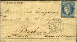 Etoile 4 / N° 37 Càd PARIS / R. D'ENGHIEN 9 NOV. 70 Sur Gazette Des Absents N° 6 Pour Barbizon (Seine Et Marne). Au Vers - Krieg 1870