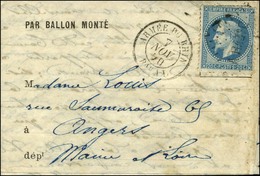 Losange AR 13e C / N° 29 Càd ARMEE DU RHIN / Bau AL 7 NOV. 70 Sur Lettre PAR BALLON MONTE Pour Angers. Au Verso, Càd D'a - Guerra De 1870