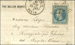 Etoile 15 / N° 29 Càd PARIS / R.BONAPARTE 19 NOV. 70 Sur Lettre PAR BALLON MONTE Pour Thiers. Au Verso, Càd D'arrivée 26 - War 1870