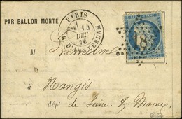Etoile 18 / N° 37 Càd PARIS / R. D'AMSTERDAM 14 DEC. 70 Sur Lettre PAR BALLON MONTE Pour Nangis (Seine Et Marne Zone Occ - Guerre De 1870