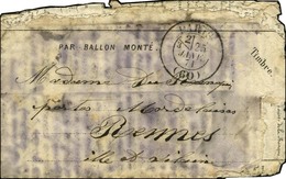 Càd PARIS (60) 25 JANV. 71 Timbre Poste Tombé Par Immersion Sur Dépêche Ballon N° 25 Pour Rennes, Au Verso Très Rare Cac - Guerre De 1870