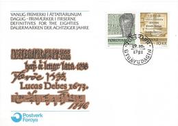 Faroer 1981 Torshavn Viking Rune Script Menhir Writing FDC Cover - Préhistoire