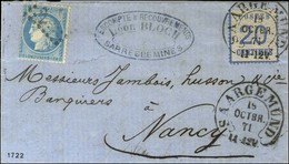 Càd SAARGEMUND / Alsace N° 6 + N° 60 Obl GC Sur Lettre En Affranchissement Mixte Pour Nancy. 1871. - TB. - Covers & Documents