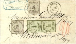 Càd T 17 NANCY 20 JANV. 71 / Alsace N° 1 Paire + 3 (2) Sur Lettre Pour Mirecourt Et Taxe 20 Au Crayon Rouge Pour Frais D - Guerre De 1870