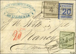 Cachet Encadré Bleu KPR / FELDPOST-RELAIS N° 66 (Epinal) / Alsace N° 1 + 3 (burelage Renversé) + 6 Sur Lettre Avec Texte - Guerre De 1870