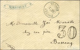 Càd Provisoire Bleu POSTE / 1871 / EPINAL Sur Lettre Pour Bussang. Au Recto, Cachet Bleu Tronqué De Mirecourt Et Taxe 30 - Guerre De 1870