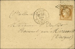 Etoile 25 / N° 36 Càd PARIS / R. SERPENTE 30 DEC. 70 Sur Carte Pour Mirecourt (Vosges Zone Occupée). Au Verso, Càd D'arr - War 1870