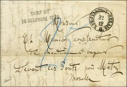 Griffe De Fortune SAINT DIE / 20 DECEMBRE 1870 + Càd KPR FELDPOST RELAIS N° 2 Sur Lettre Avec Texte Pour Metz. Au Recto, - Guerre De 1870