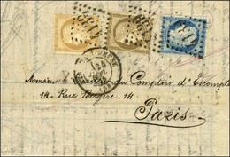 GC 4139 / N° 55 + 56 + 60 Càd VERDUN-S-MEUSE (53) Sur Lettre 3 Ports Pour Paris. 1875. - TB. - Autres & Non Classés