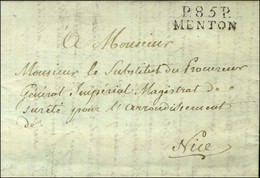 P.85.P / MENTON (P / EM) Sur Lettre Avec Texte Daté De Menton Le 27 Janvier 1809 Pour Nice. - SUP. - R. - Other & Unclassified