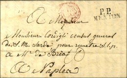 P.P. / MENTON Sur Lettre Avec Texte Daté De Menton Le 6 Janvier 1831 Pour Naples. - TB / SUP. - Other & Unclassified