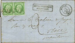 GC 2316 / N° 20 Paire Càd T 15 MENTON (87) Sur Lettre Insuffisamment Affranchie Pour Nice Taxée 2. 1865. - SUP. - Andere & Zonder Classificatie