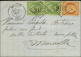 GC 2316 / N° 20 (2) + 38 Càd T 17 MENTON (87) Sur Lettre Pour Marseille. 1871. - TB / SUP. - Other & Unclassified