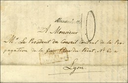 Lettre Avec Texte Daté '' Mardin Le 6 Décembre 1853 '' Pour Lyon, Au Recto Cursive Alexandrette, Taxe Tampon 10 Et Griff - Posta Marittima