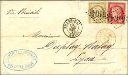 GC 5104 / N° 56 + 57 Càd SHANG-HAI / CHINE Sur Lettre Adressée Par La Voie De Brindisi à Lyon. Bel Affranchissement. 187 - Correo Marítimo