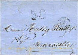 Càd GARDE IMPle / 1 CAVALERIE 14 JUIL. 59 Taxe 30 DT Sur Lettre Avec Très Bon Texte Daté De Montechiarro Le 13 Juillet 1 - Army Postmarks (before 1900)