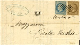 Grille De Civita Vecchia / N° 29 + 30 Sur Lettre De Marseille Pour Civita Vecchia. 1870. - TB. - R. - Poste Maritime
