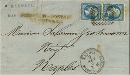 GC Italien 184 / N° 22 Paire Càd NAPOLI Sur Lettre De Marseille Pour Naples. 1867. - TB. - R. - Poste Maritime