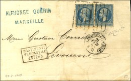 Barres De Livourne (5 Lignes) / N° 22 Paire Càd LIVORNO Et Griffe Encadrée BASTIMENTI MERCANTILI / ESTERO Sur Lettre De  - Poste Maritime