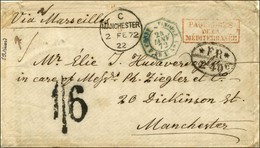 Càd Octo Bleu CONSTANTINOPLE / P.FR. U N° 4 24 JANV. 72 Sur Lettre Non Affranchie Pour Manchester, Au Recto Taxe Tampon  - Maritieme Post