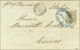 Cachet Bleu PUERTO RICO / TP Porto Rico Càd MAYAGUEZ / PAQ.FR. F Sur Lettre Pour L'Italie. 1880. - SUP. - RR. - Poste Maritime