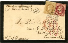 Ancre / N° 28 + 32 Càd BUENOS AYRES / PAQ. FR. K N° 1 Sur Lettre Pour Cincinnati Taxée 10. 1869. - TB / SUP. - RR. - Poste Maritime