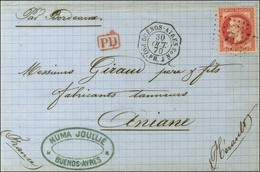 Ancre / N° 32 Càd Octo BUENOS AYRES / PAQ.FR. J N° 3 Sur Lettre Pour Aniane. 1870. - SUP. - R. - Poste Maritime