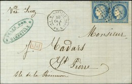Ancre / N° 60 (2) Càd Octo MARSEILLE / PAQ. FR. N N° 10 Sur Lettre Pour St Pierre, Ile De La Réunion. 1871. - SUP. - RR. - Poste Maritime