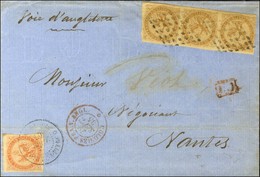 Losange / Col. Gen. N° 3 Bande De 3 + Col. Gen. N° 5 Obl GUADELOUPE / POINTE A PITRE Sur Lettre Pour Nantes. 1865. - TB. - Posta Marittima