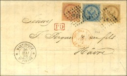 Losange MQE / CG N° 3 + 4 + 5 Càd MARTINIQUE / St PIERRE Sur Lettre Avec Texte Daté De Carupano Acheminée Jusqu'à St Pie - Correo Marítimo