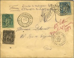 Càd TANANARIVE / MADAGASCAR / N° 75 + 89 + 90 Sur Lettre 2 Ports Au Tarif De Militaire Pour Paris. 1892. - TB / SUP. - R - Posta Marittima