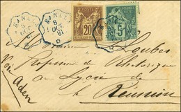 Cachet Télégraphique Ondulé Bleu KANALA / * / Col. Gen. N° 34 + 49 Sur Lettre Pour La Réunion. 1881. - TB / SUP. - RR. - Maritieme Post