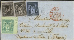 Càd Nlle - CALEDONIE / NOUMEA / Col. Gen. N° 25 + 37 + 40 (2) Sur Lettre Pour La France. 1881. Exceptionnel Affranchisse - Schiffspost