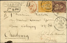 Càd GENEVE / Suisse N° 37 + 48 Sur Lettre Chargée Pour La France. 1871. - TB / SUP. - Collections