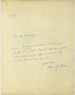 COCTEAU Jean (1889-1963), écrivain, Peintre Et Cinéaste, De L'Académie Française. - Andere & Zonder Classificatie