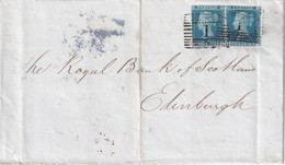 GRANDE-BRETAGNE 1849 LETTRE DE ABERDEEN POUR EDINBURGH  2 PEENNY BLEU NON DENTELE (SANS TEXTE) - Briefe U. Dokumente