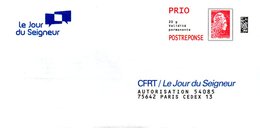 PAP Marianne L'engagée: CFRT/Le Jour Du Seigneur (199156au Verso) - PAP: Antwoord